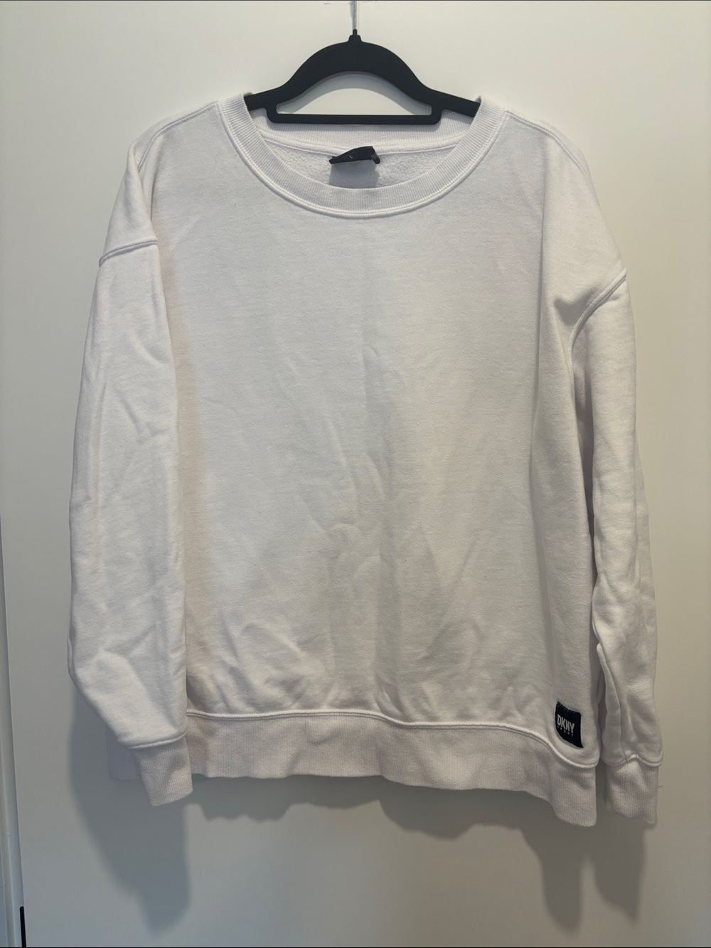 DKNY Men's White Crewneck Pullover Sweatshirt